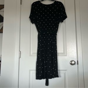 Old Navy Black and White Polka Dot Tee Shirt Midi Length Dress Size Large